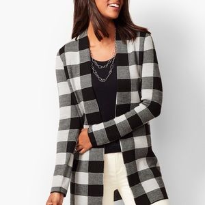 NWT TALBOTS BUFFALO PLAID MERINO CARDIGAN